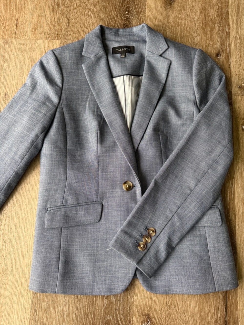 Talbots Light blue Single-Button Women's Blazer with Notch Lapel
